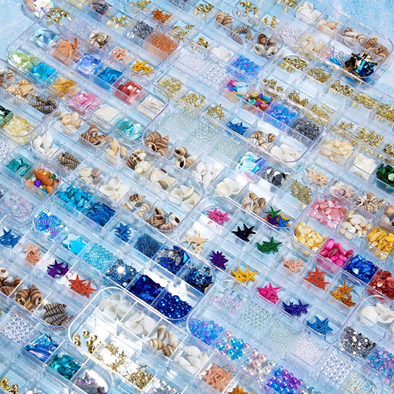 Wholesale Ocean Series Nail Art Jewelry Natural Shell Slices Abalone Slices Starfish Metal Rivets Pearl Small Stone Accessories